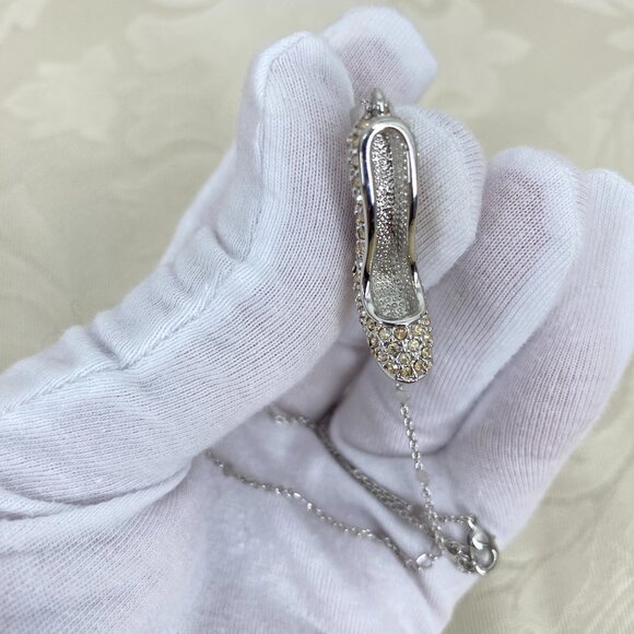 FAC Champagne Crystal Stiletto Silver Tone Necklace - Picture 7 of 10